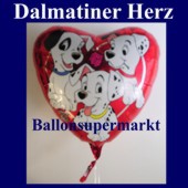 Luftballon Dalmatiner, Herz, Folienballon mit Ballongas (FHGE Dalmatiner-Ballon-02998)