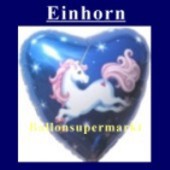 Luftballon Einhorn Herz, Folienballon mit Ballongas (FHGE73)