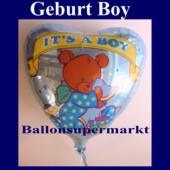 Geburt und Taufe Luftballon, Junge-Boy, Folienballon mit Ballongas (FHGE Geburt-Luftballon-Boy-11339)