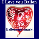Ich liebe dich Luftballon, Herzluftballon, Folienballon mit Ballongas (FHGE Ich-liebe-dich-luftballon-7555)
