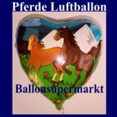 Pferde Luftballon, Herzluftballon mit Pferden, Folienballon mit Ballongas (FHGE Pferde-Luftballon-Herzballon-8153)