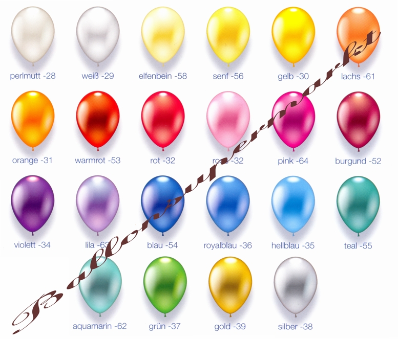 Deko-Luftballons, Metallicfarben, Serie 1